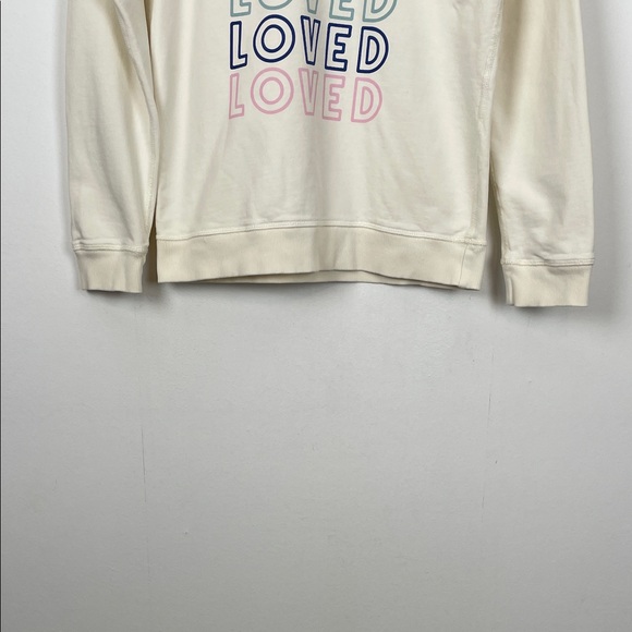 Hanna Andersson Women's XS Cream 'Loved' Graphic Long Sleeve Pullover Sweatshirt - Picture 2 of 8